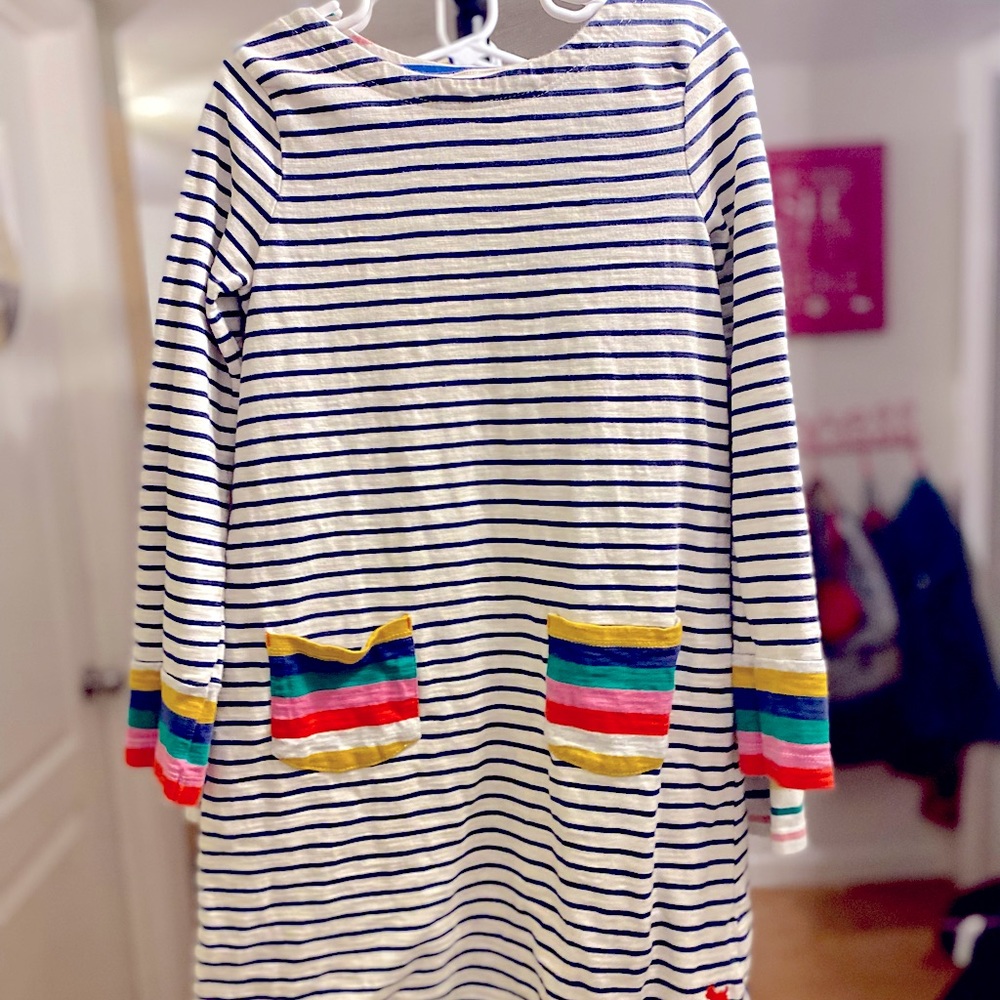 Mini Boden Striped Dress 7-8